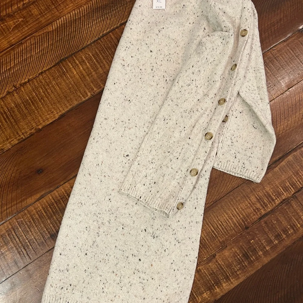 LOFT Cream Midi sweater dress with button details - Picture 4 of 6